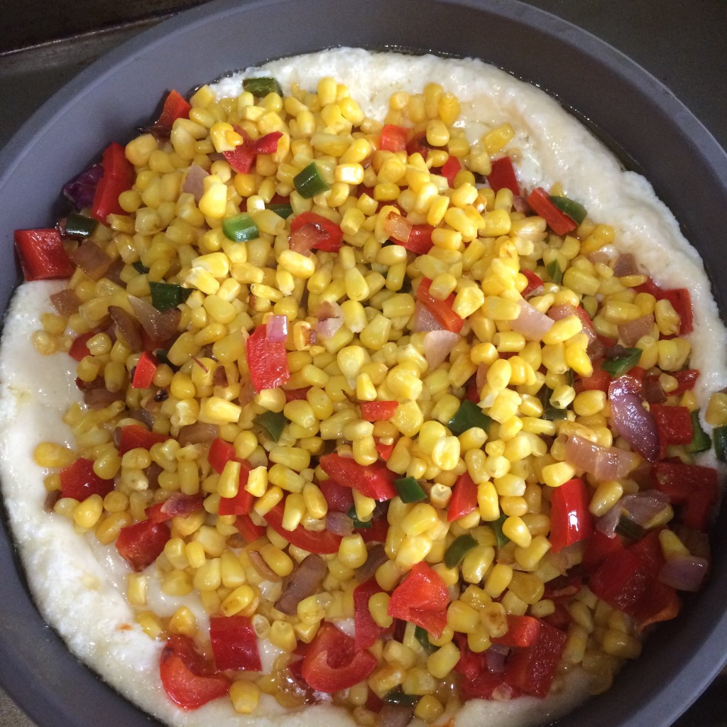 Corn Cobbler getting ready to go in the oven